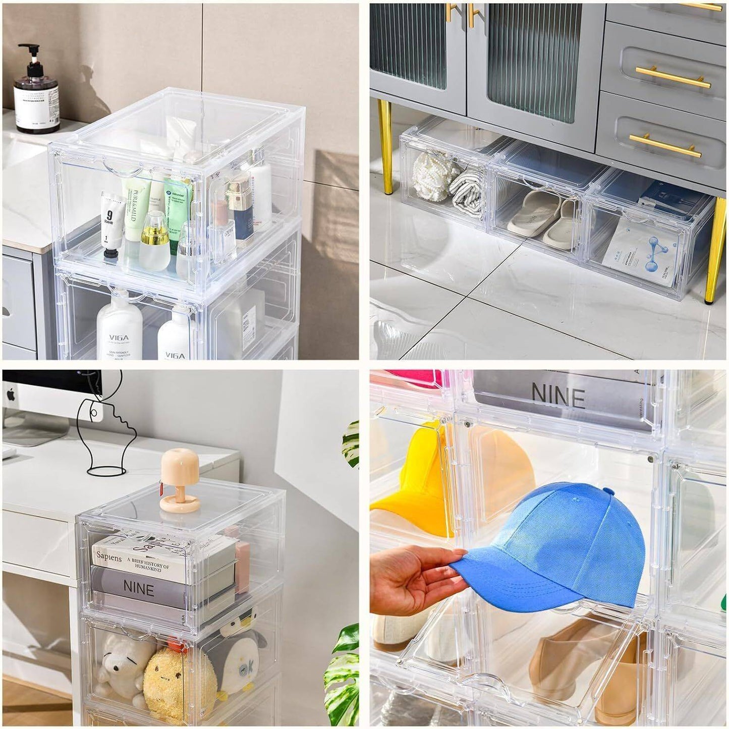 Cajas transparentes Plegables Apilables Organizador