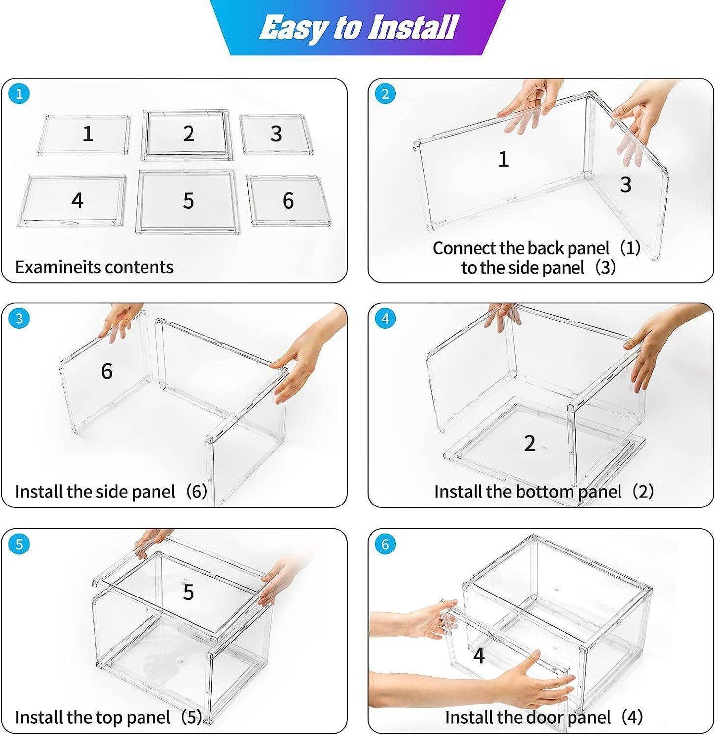 Cajas transparentes Plegables Apilables Organizador